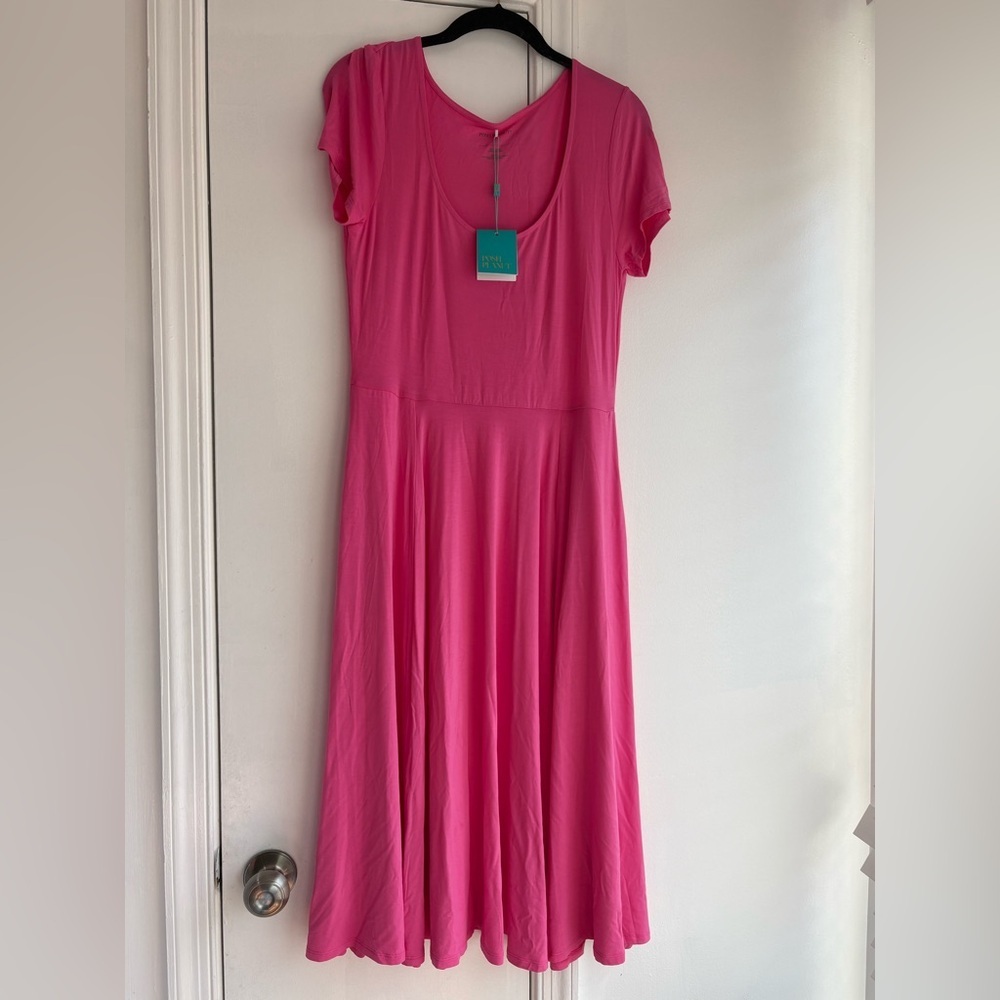 Posh Peanut Pink Short-Sleeve Flared Dress scoop neck